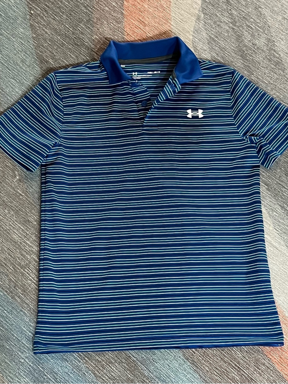 Under Armour Boy’s Navy & Light Blue Striped Polo